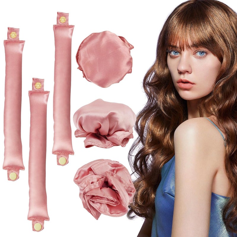 6 Pcs Set Heatless Hair Curler, Heatless Curls Headband, Overnight Curling Headband, Creates Beautiful Curls Without Damaging The Hair(Pink)